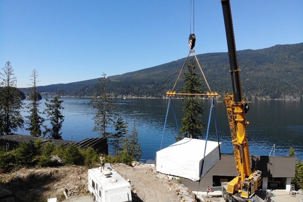 Container pool lifted into place